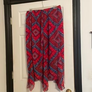 Red patchwork skirt